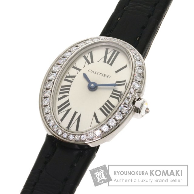 Cartier カルティエ Wb5027 ミニベニュワール ベゼルダイヤモンド 腕時計 Oh済 K18ホワイトゴールド 革 ダイヤモンド レディース ブランド京の蔵小牧 ネット販売部