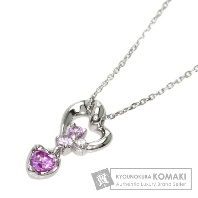 4℃ ヨンドシー ピンクサファイア ダイヤモンド ネックレス K18ホワイト 
