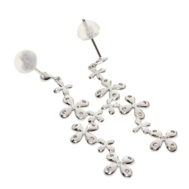 K18ホワイトゴールド　フラワーモチーフ ダイヤモンドピアス K18 フラワーダイヤモンド ピアス | jewelryway