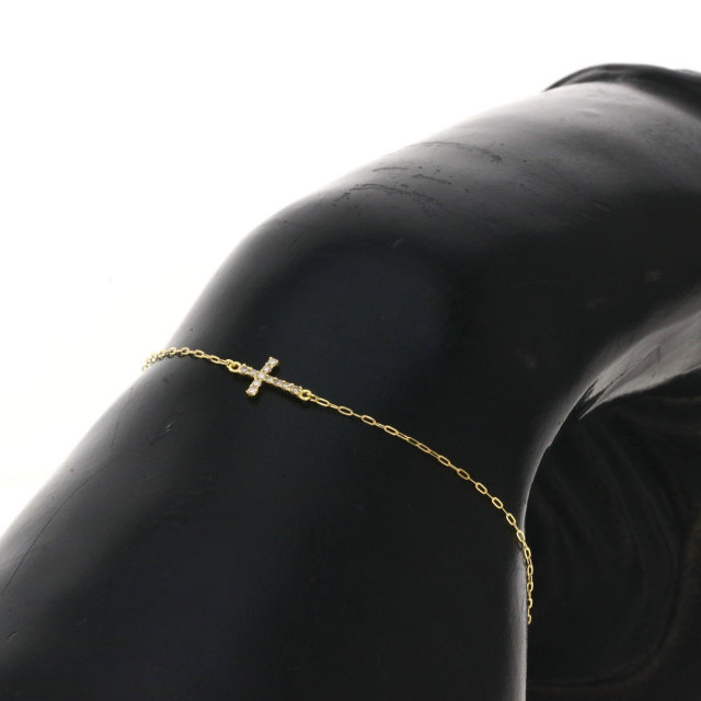 agete アガット クロス ダイヤモンド ブレスレット K18イエロー  