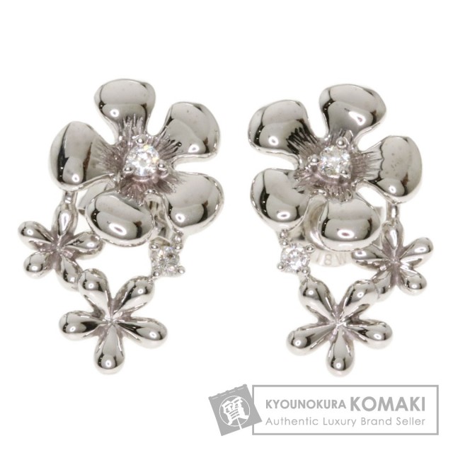 TASAKI タサキ ダイヤモンド フラワー ピアス K18ホワイトゴールド 