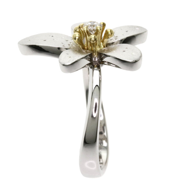 本物保証】 鑑付 超美品 木内 おぉ 賢治 リング K18WG メレ  