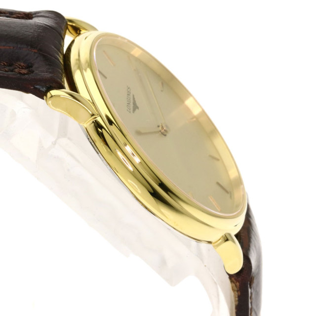 LONGINES ロンジン L4.676.2 ラウンドフェイス 腕時計 GP/革 メンズ 