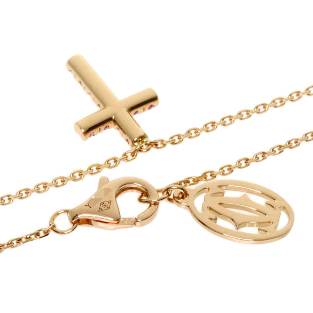 CARTIER カルティエ シンボル クロス ピンクサファイア ネックレス K18 