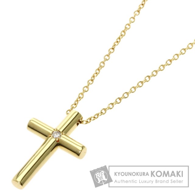 TIFFANY&Co. ティファニー クロス 1P ダイヤモンド ネックレス K18  