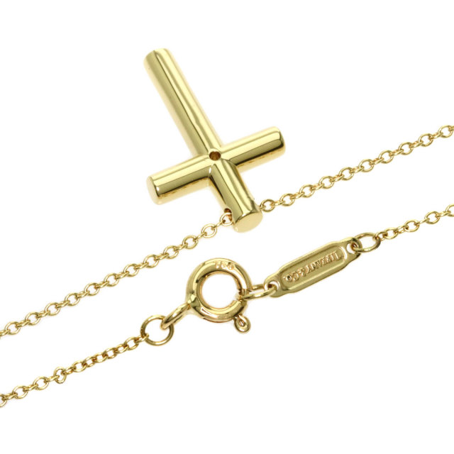 TIFFANY&Co. ティファニー クロス 1P ダイヤモンド ネックレス K18  