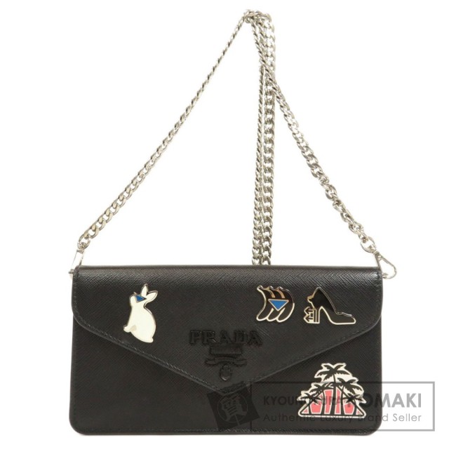 美品 PRADA プラダ 1DH044 長財布 レザー ピンク系 チェーンウォレット  