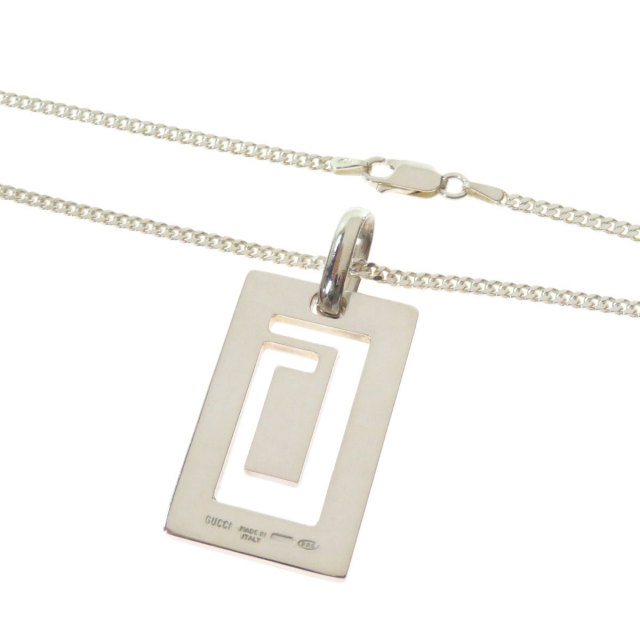GUCCI グッチ Gロゴ プレート ネックレス シルバー ユニセックス 