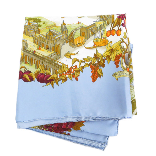 HERMES エルメス カレ90 Au Pays de Cocagne 楽園にて スカーフ シルク  