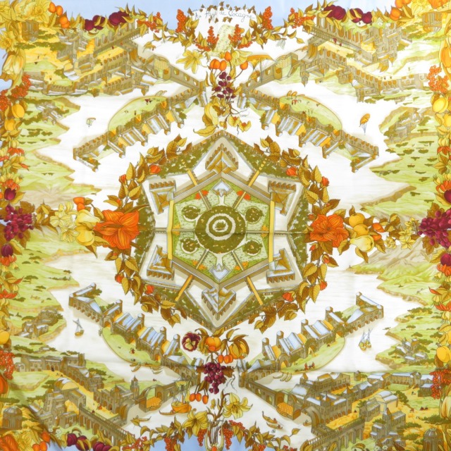 HERMES エルメス カレ90 Au Pays de Cocagne 楽園にて スカーフ シルク  