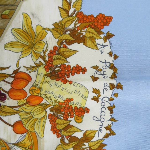 HERMES エルメス カレ90 Au Pays de Cocagne 楽園にて スカーフ シルク  