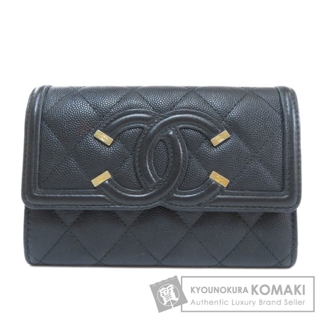 CHANEL シャネル ココマーク 二つ折り財布（小銭入れあり） キャビア 