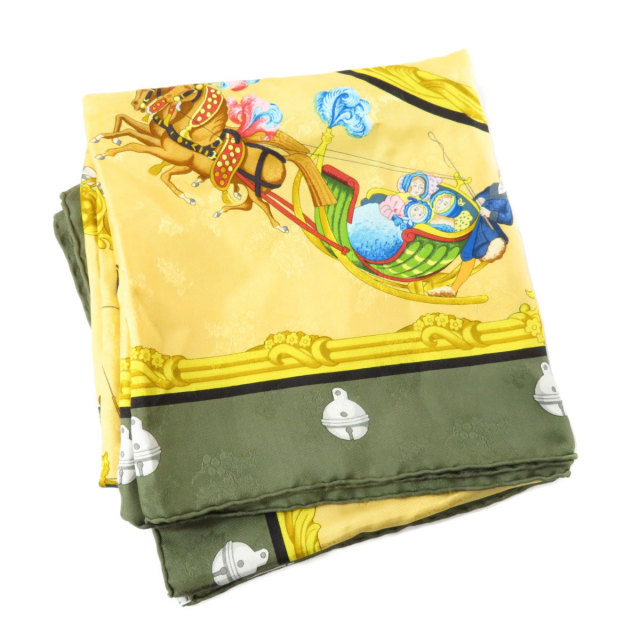 HERMES エルメス カレ90 Plumes et Grelots 羽飾りと鈴 スカーフ 