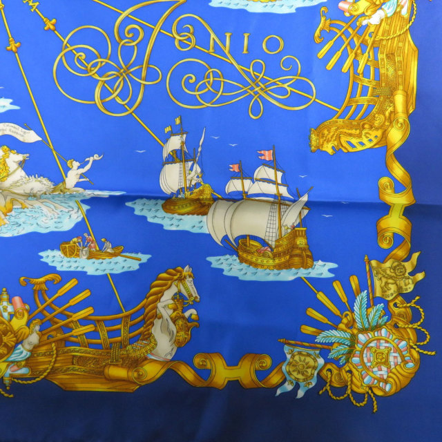 HERMES エルメス カレ90 VOILES DE LUMIERE 光の帆船 スカーフ シルク  