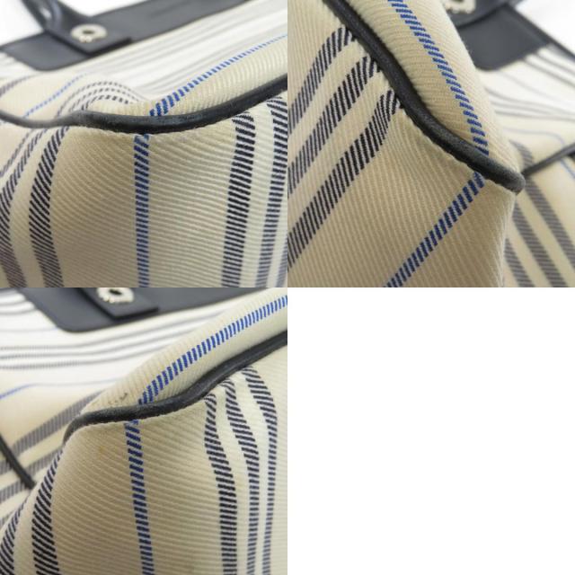高い品質 BURBERRYバーバリーロゴ型押しストライプトートバッグキャンバス バッグ