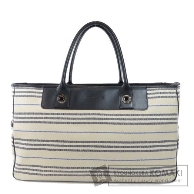 バーバリー　ストライプトートバッグ　ハンドバッグ　キャンバス BURBERRY BURBERRYバーバリーロゴ型押しストライプトートバッグキャンバス