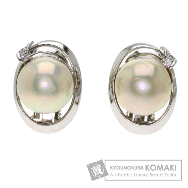 TASAKI タサキ マベパール 真珠 ダイヤモンド イヤリング K14ホワイト  