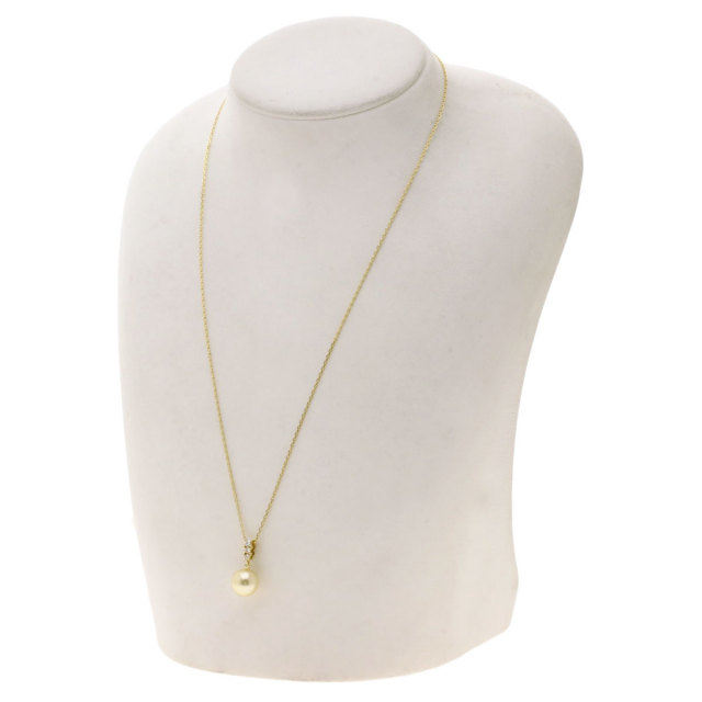 MIKIMOTO ミキモト ゴールデンパール 真珠 ダイヤモンド ネックレス 