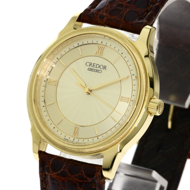 SEIKO セイコー 8J81-7010 クレドール 腕時計 K18イエローゴールド/革 