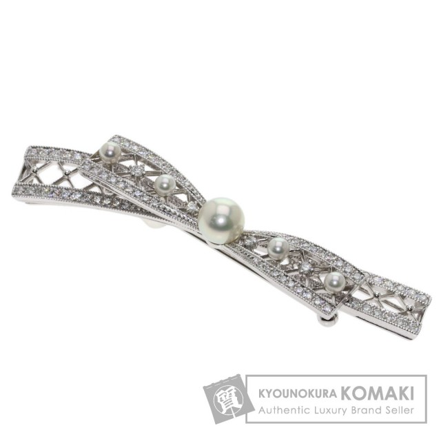 MIKIMOTO ミキモト アコヤパール 真珠 ダイヤモンド ブローチ K18  