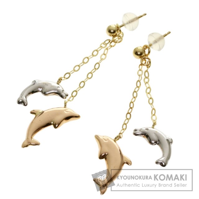 【セール】 イルカモチーフピアスK14イエローゴールド/K14WG/K14PG1.1g アクセサリー