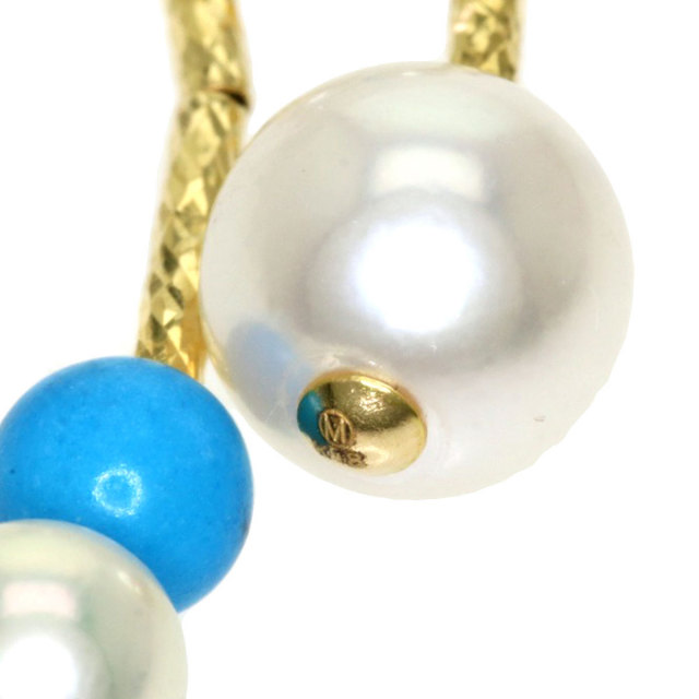 アコヤパール真珠トルコ石恵パールブレスレットK18イエローゴールド3.5  