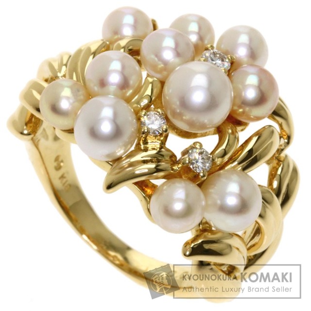 タサキパール　K18　メレダイヤモンド付　リボンリング TASAKI】タサキパール リング K18