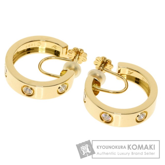 4jtb625】カルティエ ピアス ラブ フープ K18YG よく イエローゴールド  