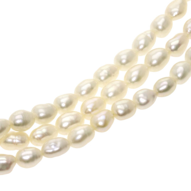 MIKIMOTO ミキモト 3連 淡水パール 真珠 ネックレス K14ホワイト 