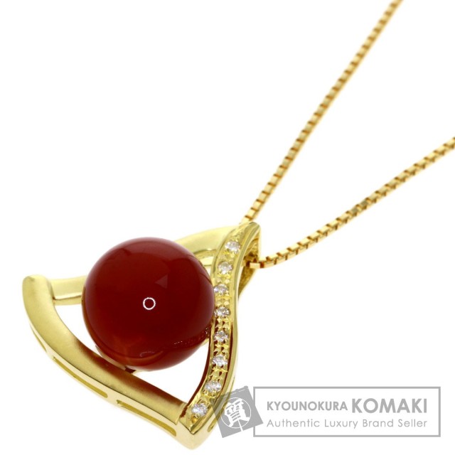 珊瑚＆ダイヤモンドネックレスK18