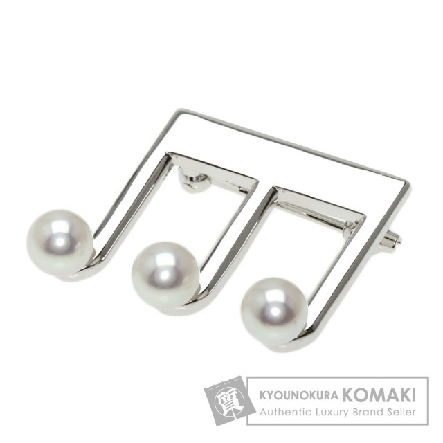 MIKIMOTO ミキモト 音符 アコヤパール 真珠 ブローチ シルバー レディース