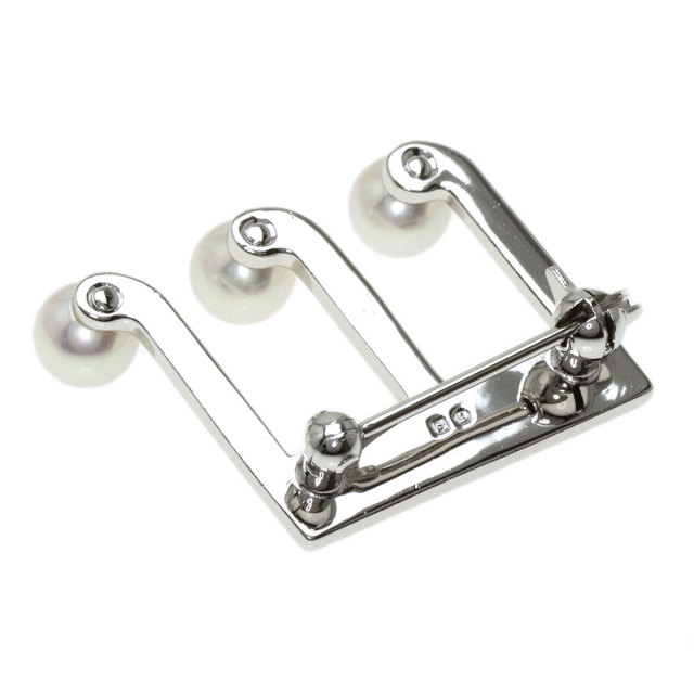 MIKIMOTO ミキモト 音符 アコヤパール 真珠 ブローチ シルバー レディース