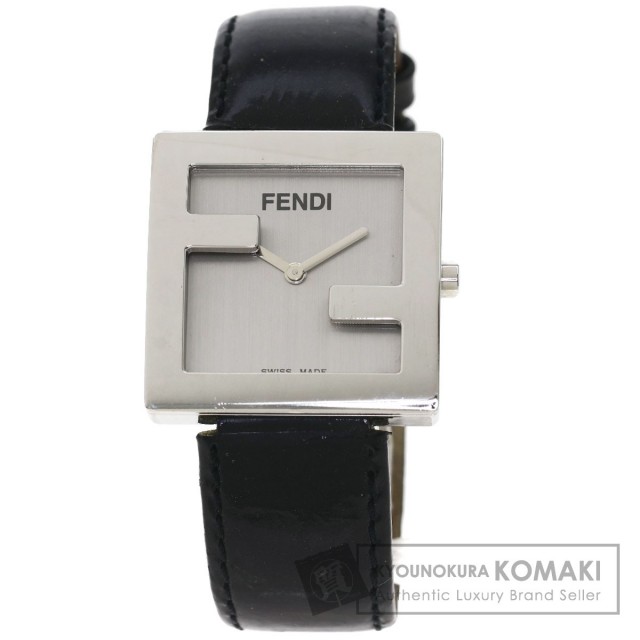 FENDIフェンディ4000Lスクエアフェイス腕時計ステンレススチール/革メンズ 