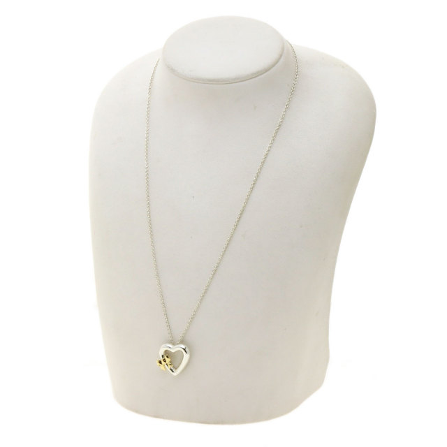 TIFFANY&Co. ティファニー ハートリボン ネックレス シルバー/K18YG  
