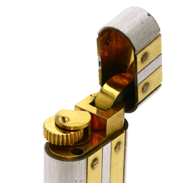 CARTIER カルティエ サントス ゴールド ストライプ ガス ライター 金属 