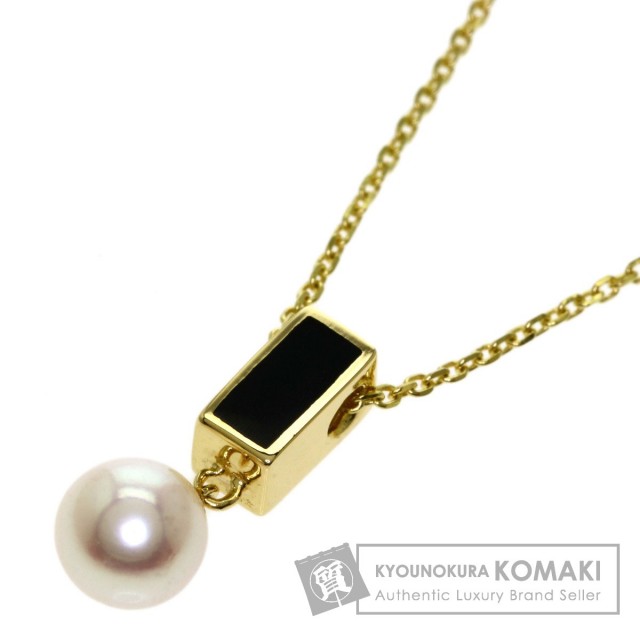 MIKIMOTOミキモトオニキスパール真珠ネックレスK18イエローゴールド  