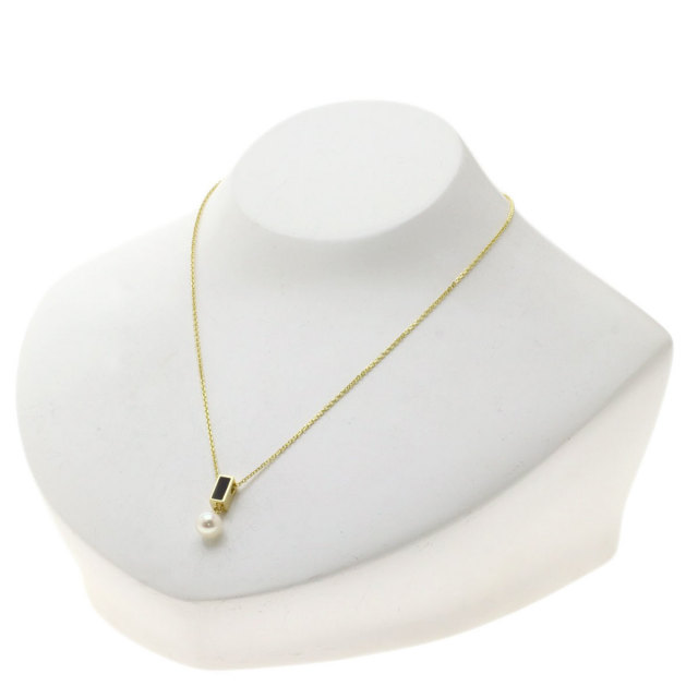 MIKIMOTOミキモトオニキスパール真珠ネックレスK18イエローゴールド  