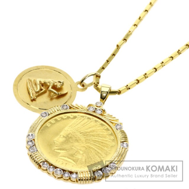 インディアンコインダイヤモンドネックレスK18イエローゴールド/K21  