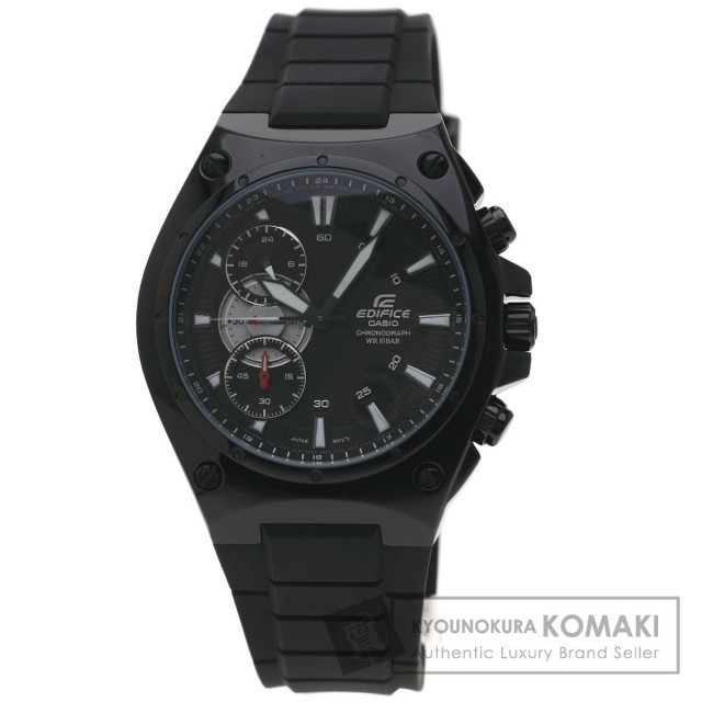 CASIO EDIFICE ブラック ステンレススチール クォーツ腕時計