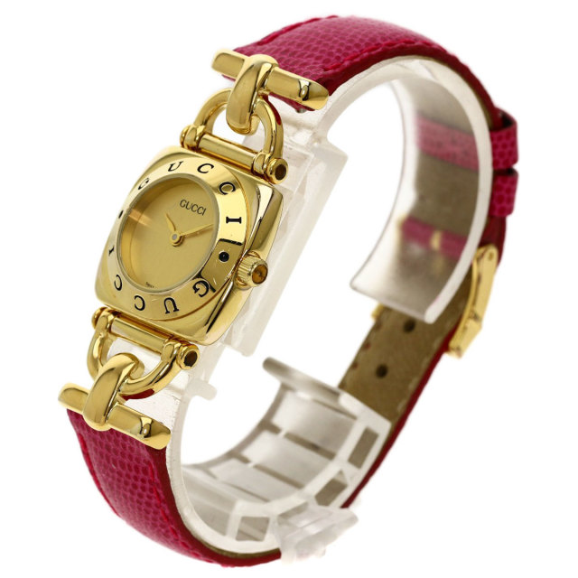 GUCCIグッチ6300Lロゴ腕時計GP/革レディース 