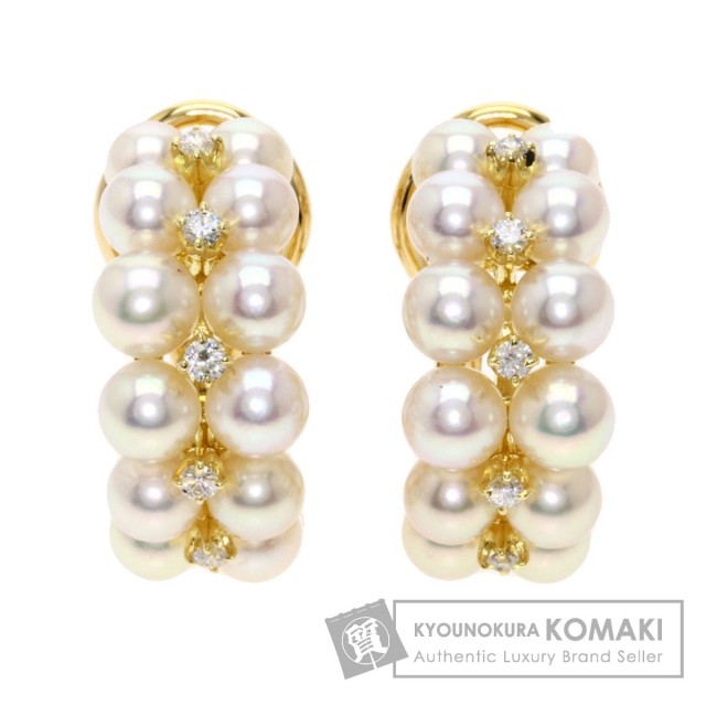 MIKIMOTO ミキモト パール 真珠 ダイヤモンド ピアス K18イエロー  