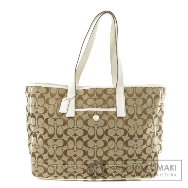 新品☆COACH(コーチ) 繁く ホワイト シグネチャー レザー トートバッグ 