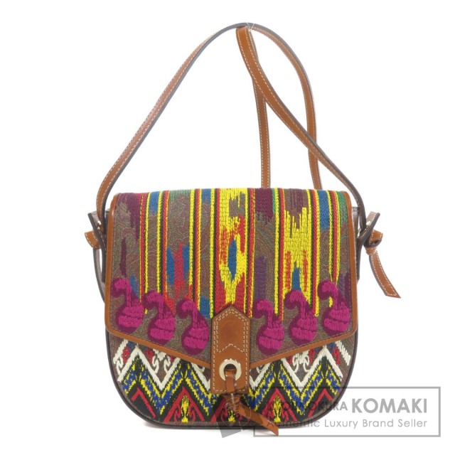 【ETRO】フローラル 刺繍 ショルダーバッグ ETRO エトロ フラワーモチーフ ショルダーバッグ PVC レディース
