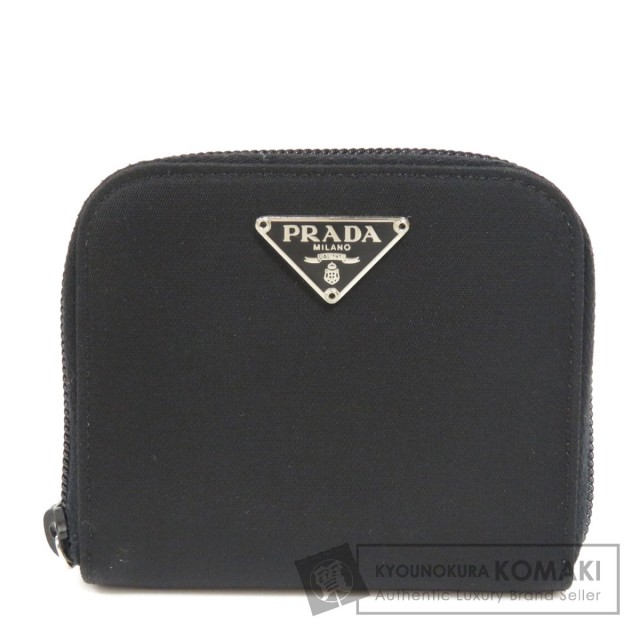 正規品 プラダ PRADA コインケース ナイロン 三角ロゴプレート 黒 良品】プラダ コインケース 三角ロゴ テスートナイロン ラウンド