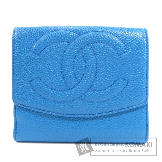 CHANELシャネルココマーク二つ折り財布(小銭入れあり)キャビア