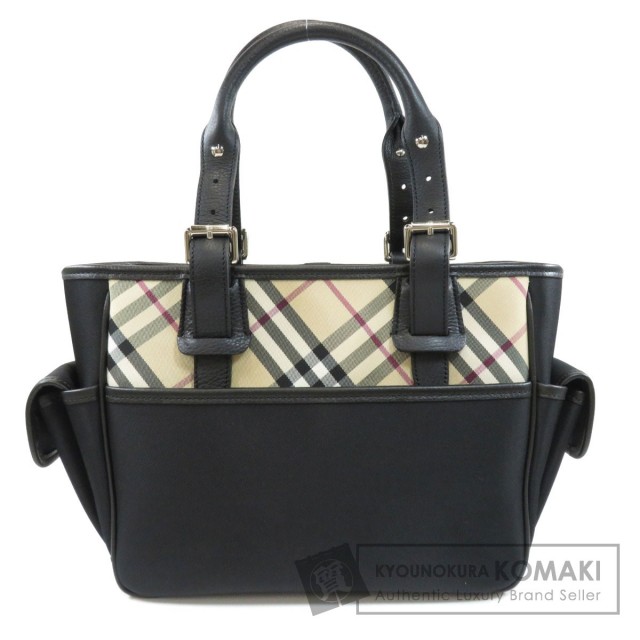 バーバリー ノバチェック ナイロン レザー ハンドバッグ バーバリー BURBERRY ノバチェック ハンドバッグ ナイロン