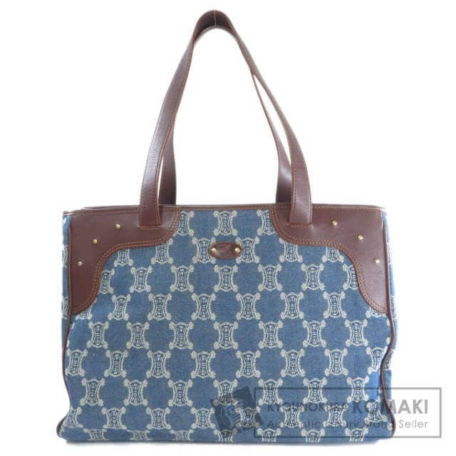 CELINE セリーヌ マカダム柄 トートバッグ デニム/レザー レディース  
