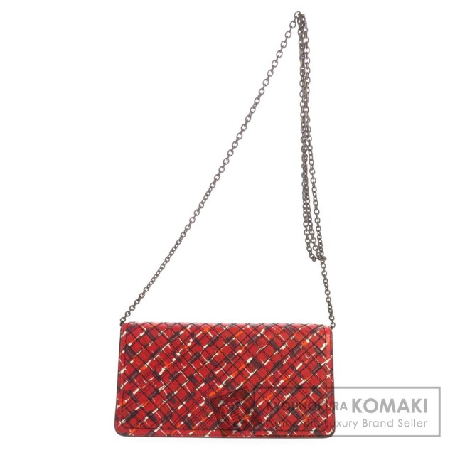 BOTTEGAVENETAボッテガヴェネタイントレチャート柄チェーンウォレット  