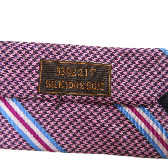 HERMES エルメス 総柄 ストライプ 剣先7cm ネクタイ シルク レディース 