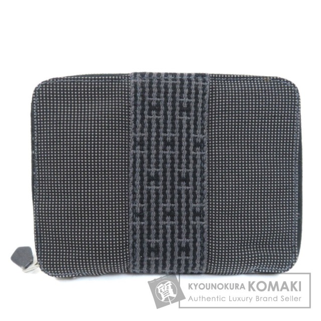 HERMESエルメスエールライン二つ折り財布（小銭入れなし）キャンバス 